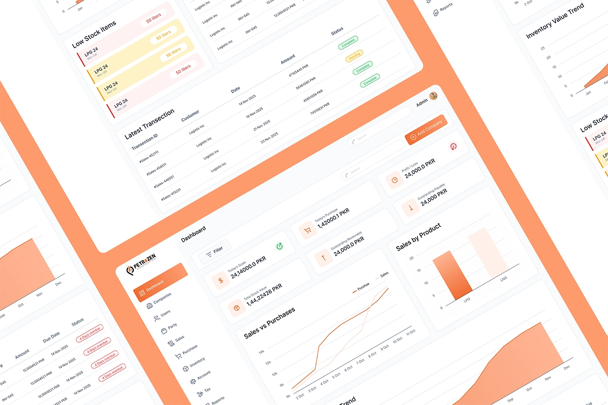 Petrozen ERP SaaS – UI/UX Design - Screen 1