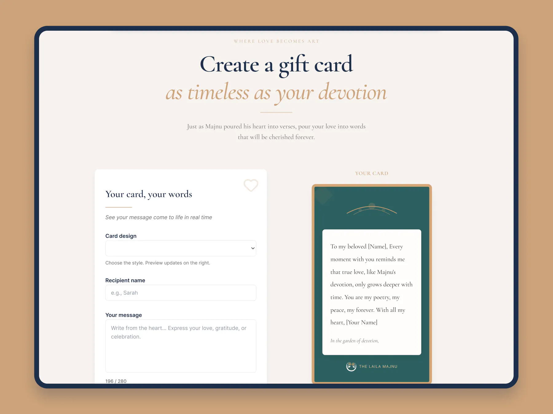 Create a card interactive builder