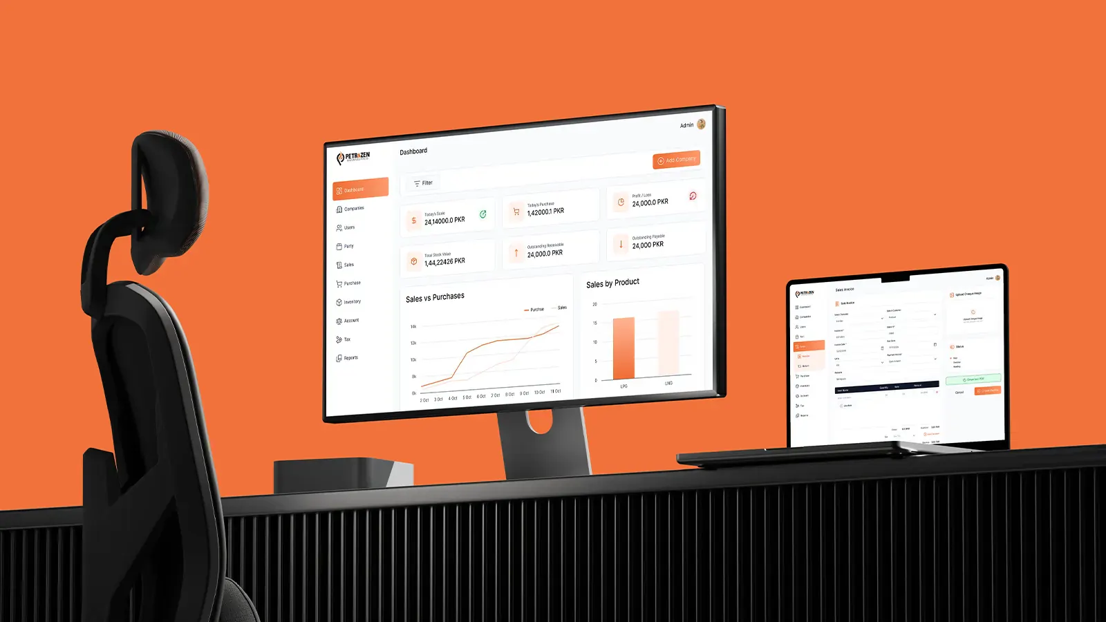 Petrozen ERP final dashboard mockup